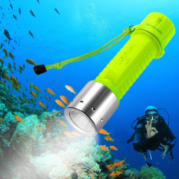 BlueFire 1100 Lumen CREE XM-L2 Professional Diving Flashlight, Bright Submarine Light Scuba Safety Lights Waterproof Underwater Torch for Outdoor Under Water Sports (Yellow)