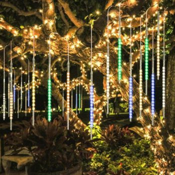 BlueFire Upgraded 50cm 10 Tubes 540 LED Meteor Shower Rain Lights, Drop/Icicle Snow Falling Raindrop Waterproof Cascading Lights for Wedding Xmas New Year Party Tree Decoration(Multi-color)
