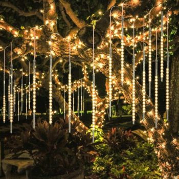 BlueFire Upgraded 50cm 10 Tubes 540 LED Meteor Shower Rain Lights, Drop/Icicle Snow Falling Raindrop Waterproof Cascading Lights for Wedding Xmas New Year Party Tree Decoration (Warm White)