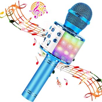 BlueFire Karaoke Microphone 4 in 1 Bluetooth Karaoke Microphone Wireless Handheld Microphone Portable Speaker Machine Home KTV Player with Record Function for Android & iOS Devices(Blue)