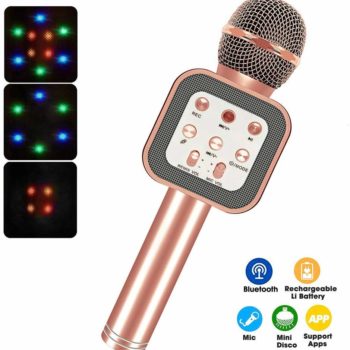BlueFire Wireless Bluetooth Karaoke Microphone 5 in 1 Handheld Karaoke Microphone Portable Bluetooth Speaker Home KTV Player with LED Lights, Self-timer & Voice Recording Function for Android & iOS Devices