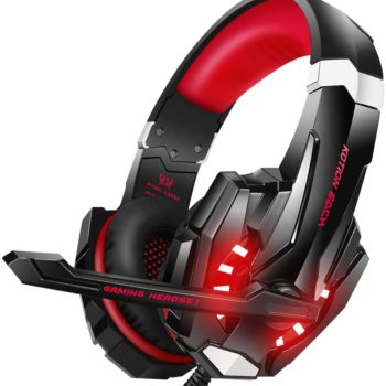 BlueFire Stereo Gaming Headset for PS4, PC, Xbox One Controller, Noise Cancelling Over Ear Headphones with Mic, LED Light, Bass Surround, Soft Memory Earmuffs for Laptop Nintendo Switch (Black-Red) (Copy)