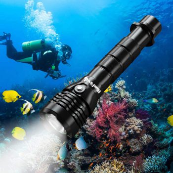 BlueFire Professional 2000LM XHP-50 Scuba Diving Flashlight Submarine Light 150M Underwater Diving Torch Light with 26650 Batteries and Charger