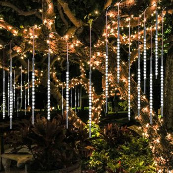 BlueFire Upgraded 50cm 10 Tubes 540 LED Meteor Shower Rain Lights, Drop/Icicle Snow Falling Raindrop Waterproof Cascading Lights for Wedding Xmas New Year Party Tree Decoration