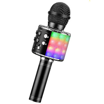BlueFire Karaoke Microphone 4 in 1 Bluetooth Karaoke Microphone Wireless Handheld Microphone Portable Speaker Machine Home KTV Player with Record Function for Android & iOS Devices(Black)